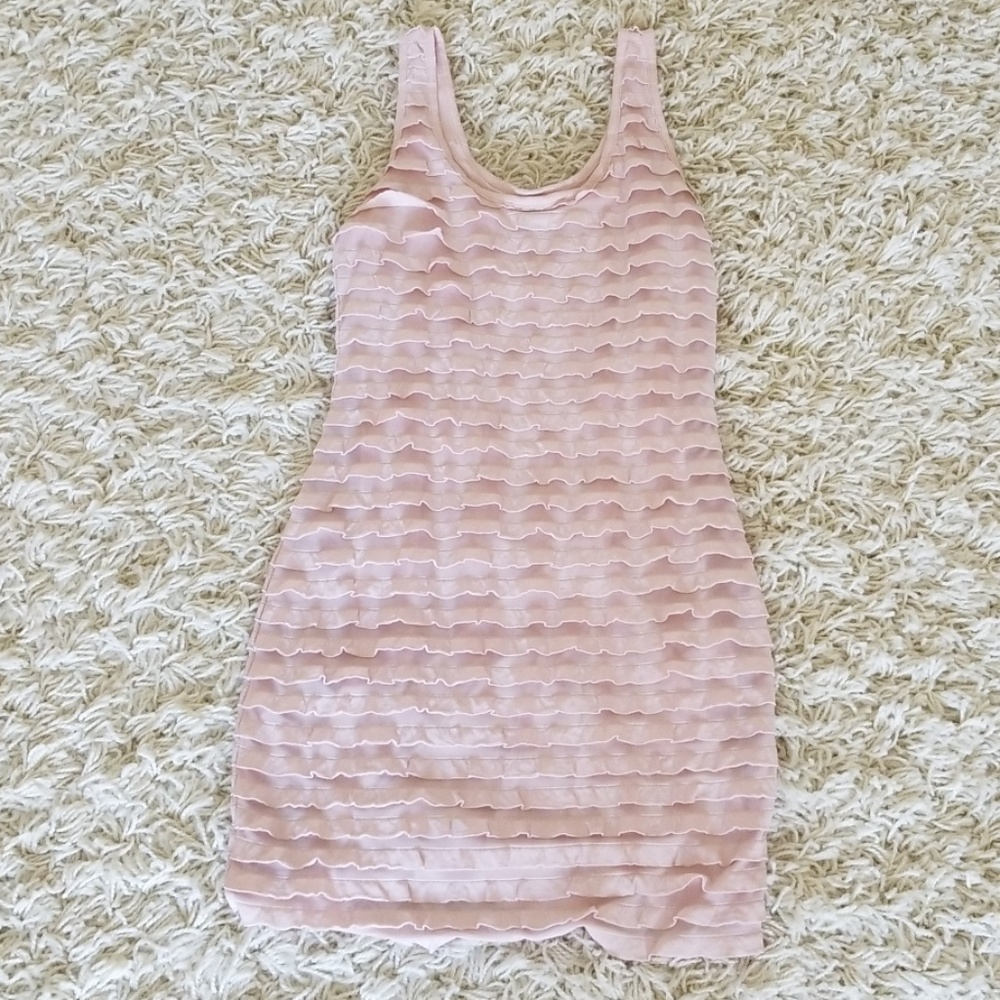 H&M nude ruffle dress
